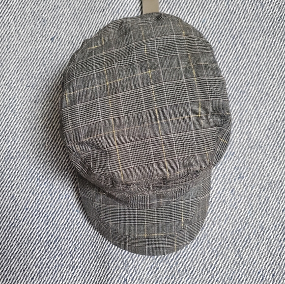 Military Hat - Fine Grey Plaid - Cotton-Lined - Size 57 cm - EUC - Picture 1 of 11